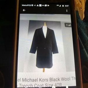 Michael Kors wool black trench coat size 40 R